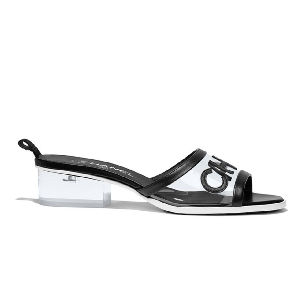 CHANEL Black PVC Transparent Heel Mules 41C - Picture 2 of 6